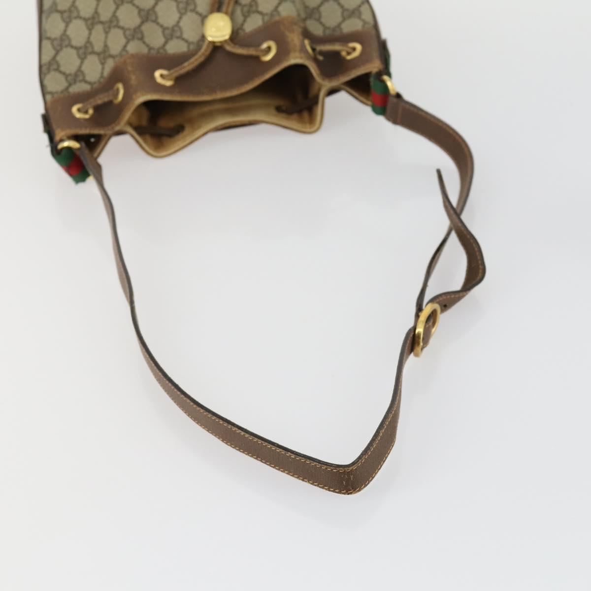 GUCCI GG Supreme Web Sherry Line Bag PVC Beige Gold 41 02 034 Auth 156424