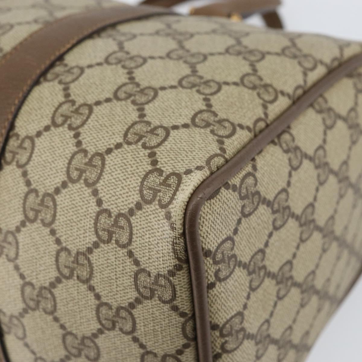 GUCCI GG Supreme Web Sherry Line Bag PVC Beige Gold 116 02 007 Auth 156427