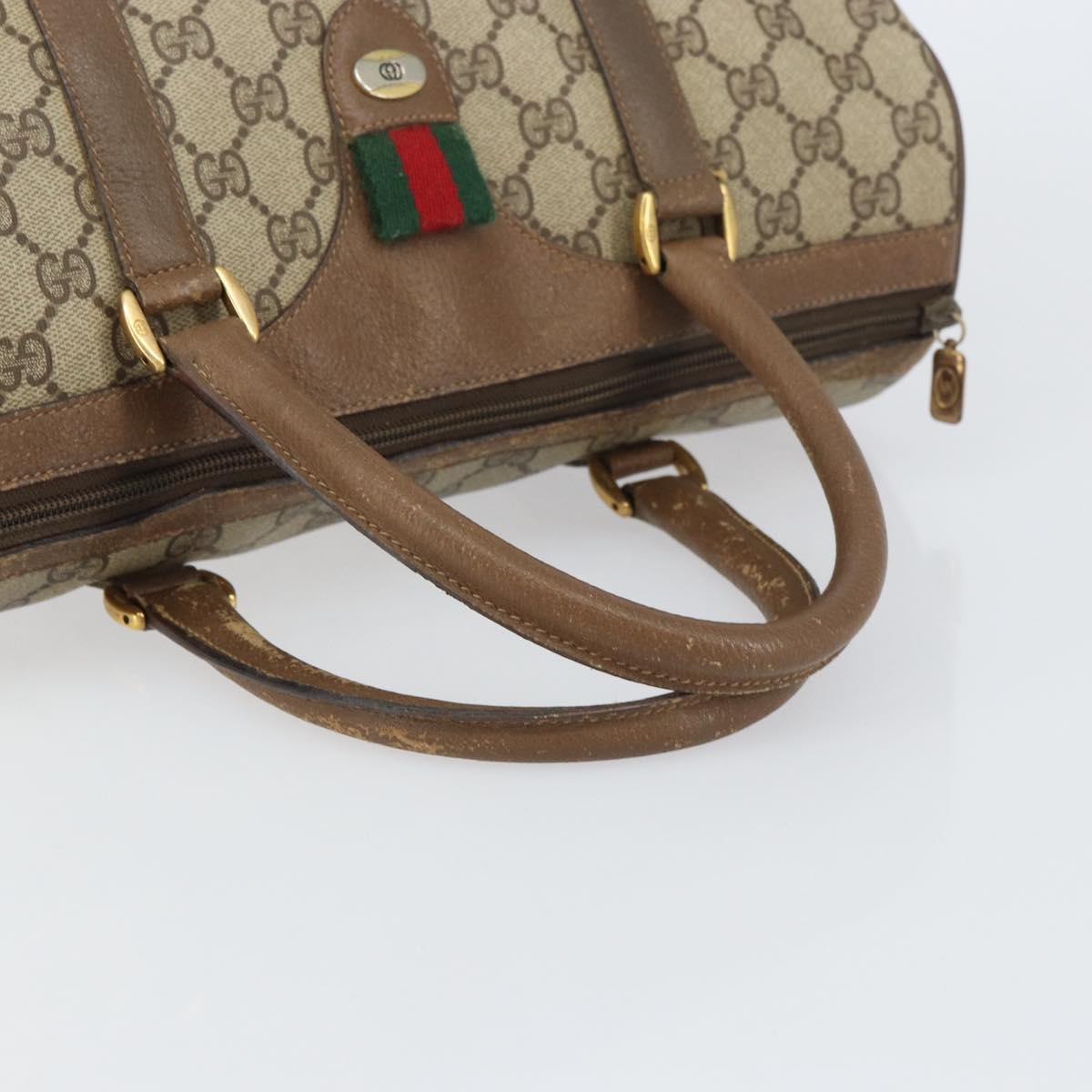 GUCCI GG Supreme Web Sherry Line Bag PVC Beige Gold 116 02 007 Auth 156427