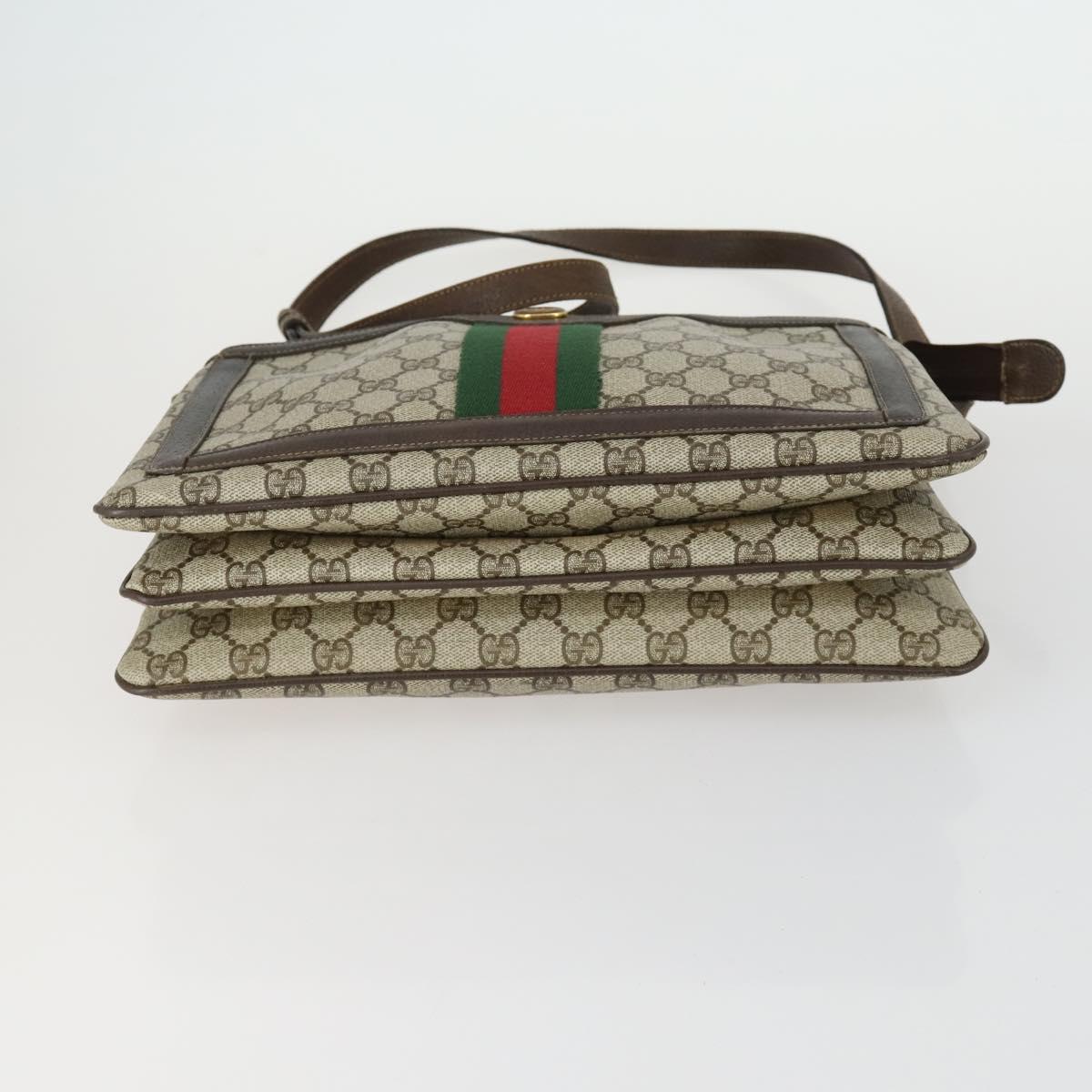 GUCCI GG Supreme Web Sherry Line Bag PVC Beige Gold 41 001 4085 Auth 156428