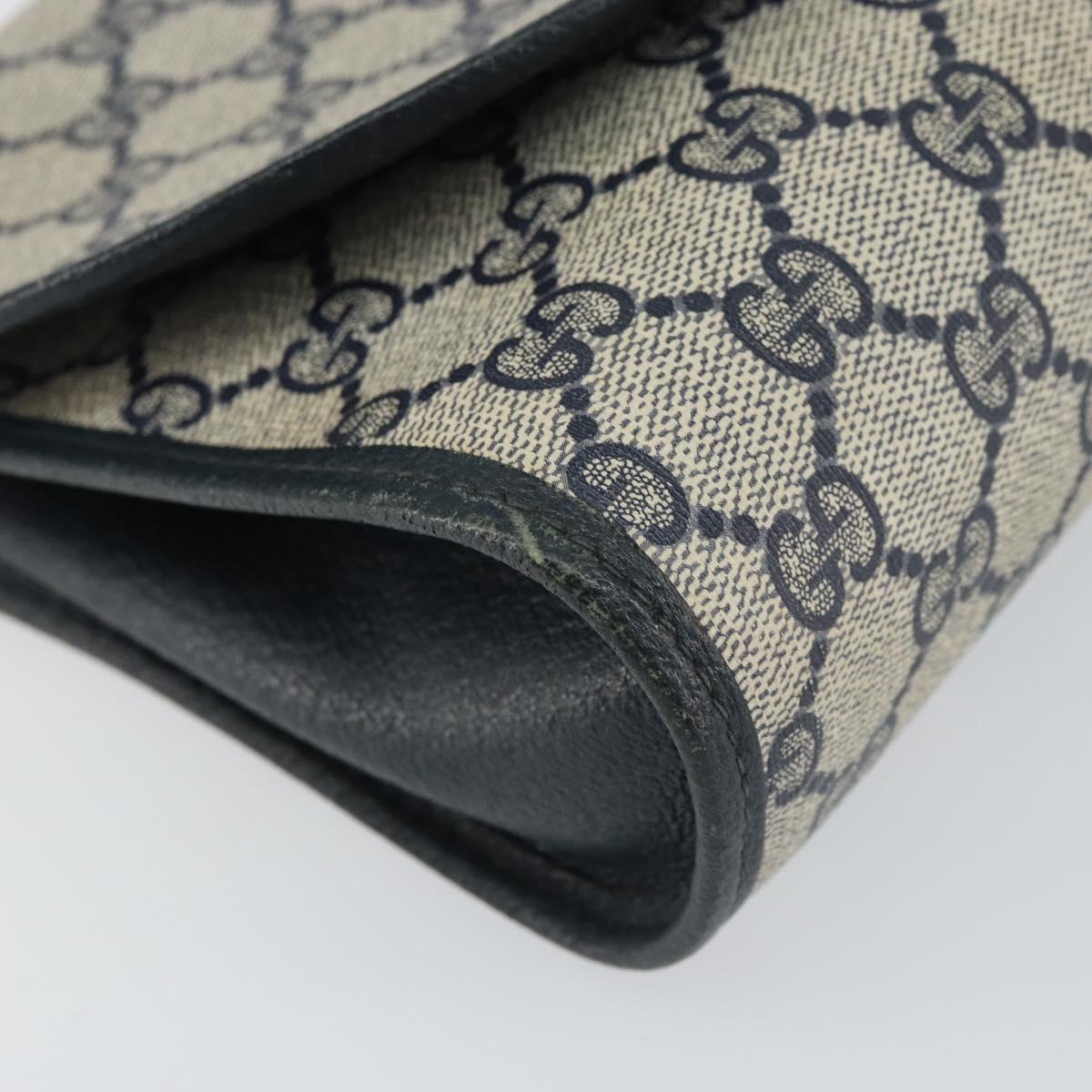 GUCCI GG Supreme Sherry Line Clutch Bag PVC Navy Gold 156 01 030 Auth 156429