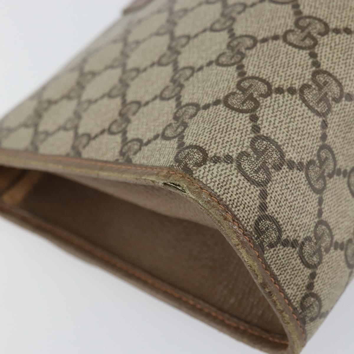 GUCCI GG Supreme Web Sherry Line Clutch Bag PVC Beige Gold 89 01 031 Auth 156430