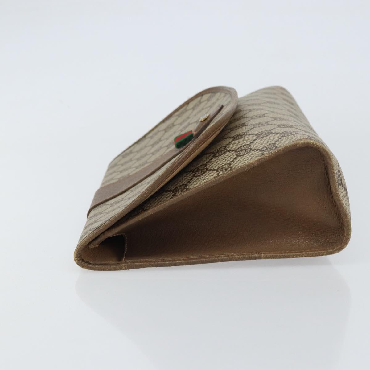 GUCCI GG Supreme Web Sherry Line Clutch Bag PVC Beige Gold 89 01 031 Auth 156430