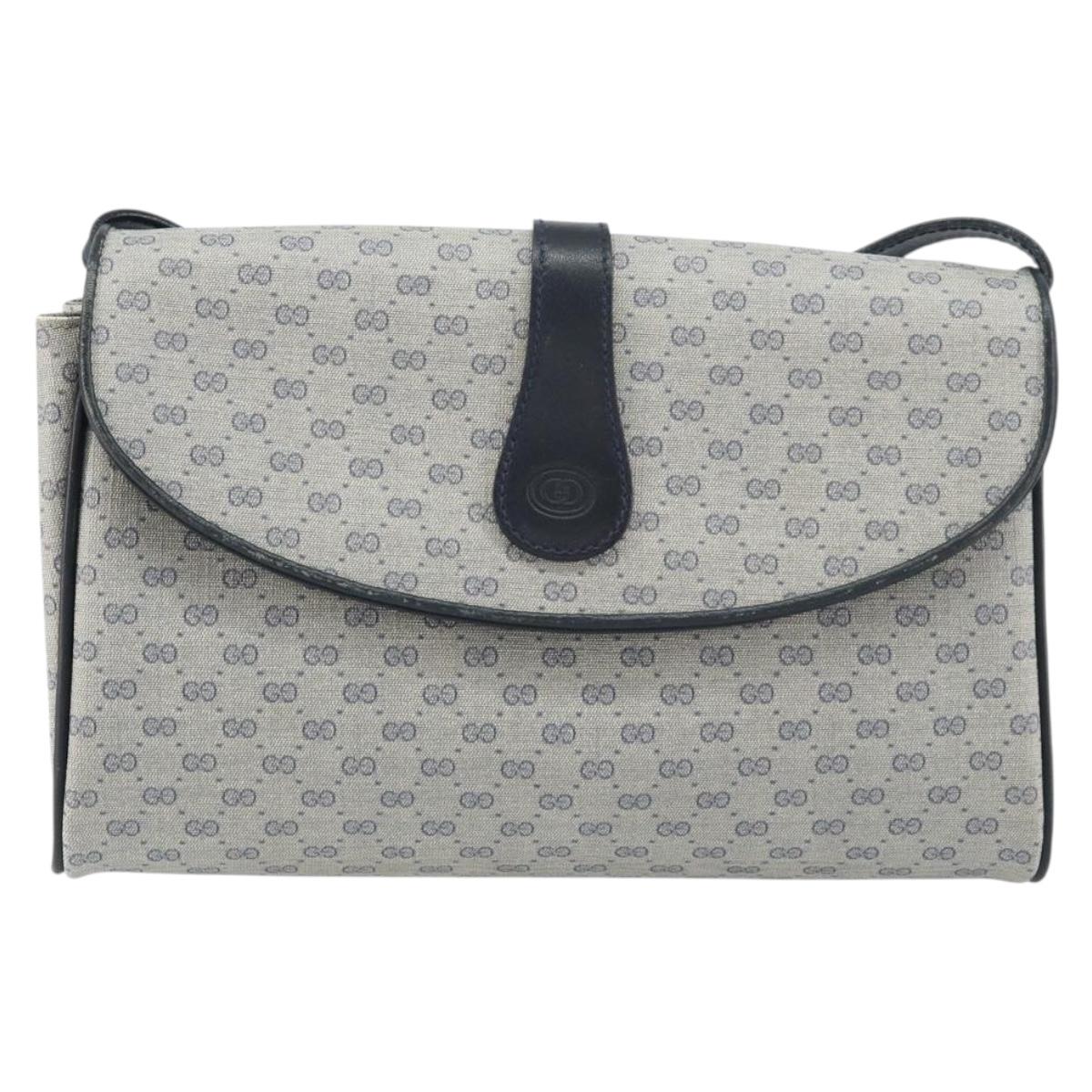 GUCCI Micro GG Supreme Shoulder Bag PVC Navy Gold 004 14 1923 Auth 156431