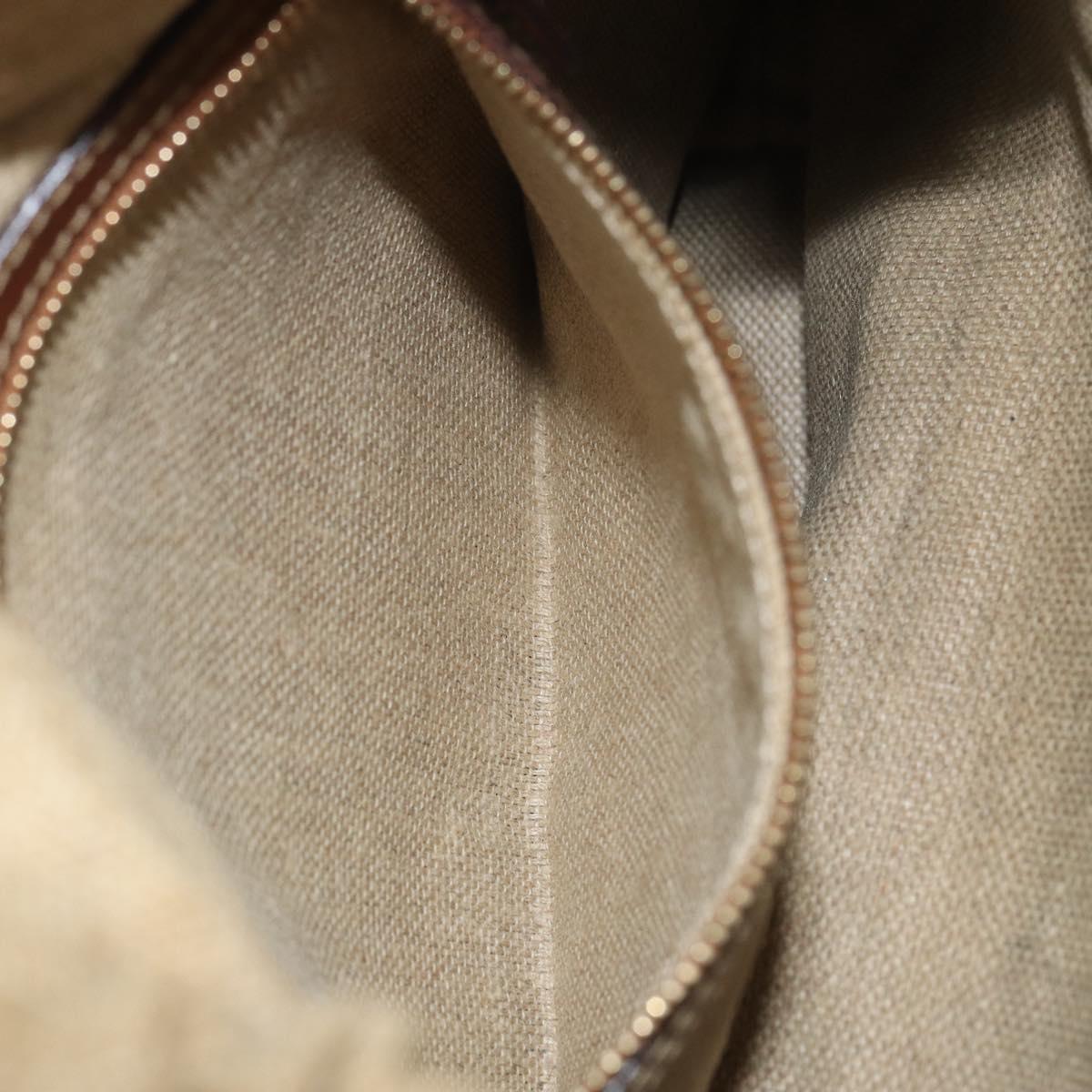 GUCCI Bamboo Shoulder Bag Canvas Beige Gold 141936 Auth 156435
