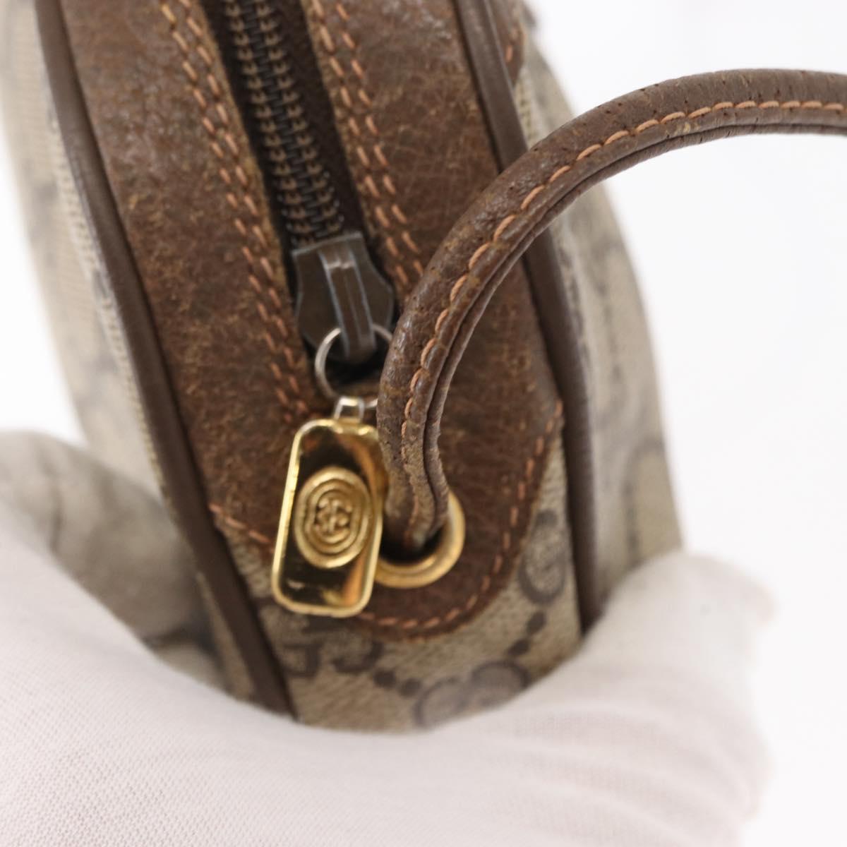 GUCCI GG Supreme Web Sherry Line Bag PVC Beige Gold 89 02 066 Auth 156436