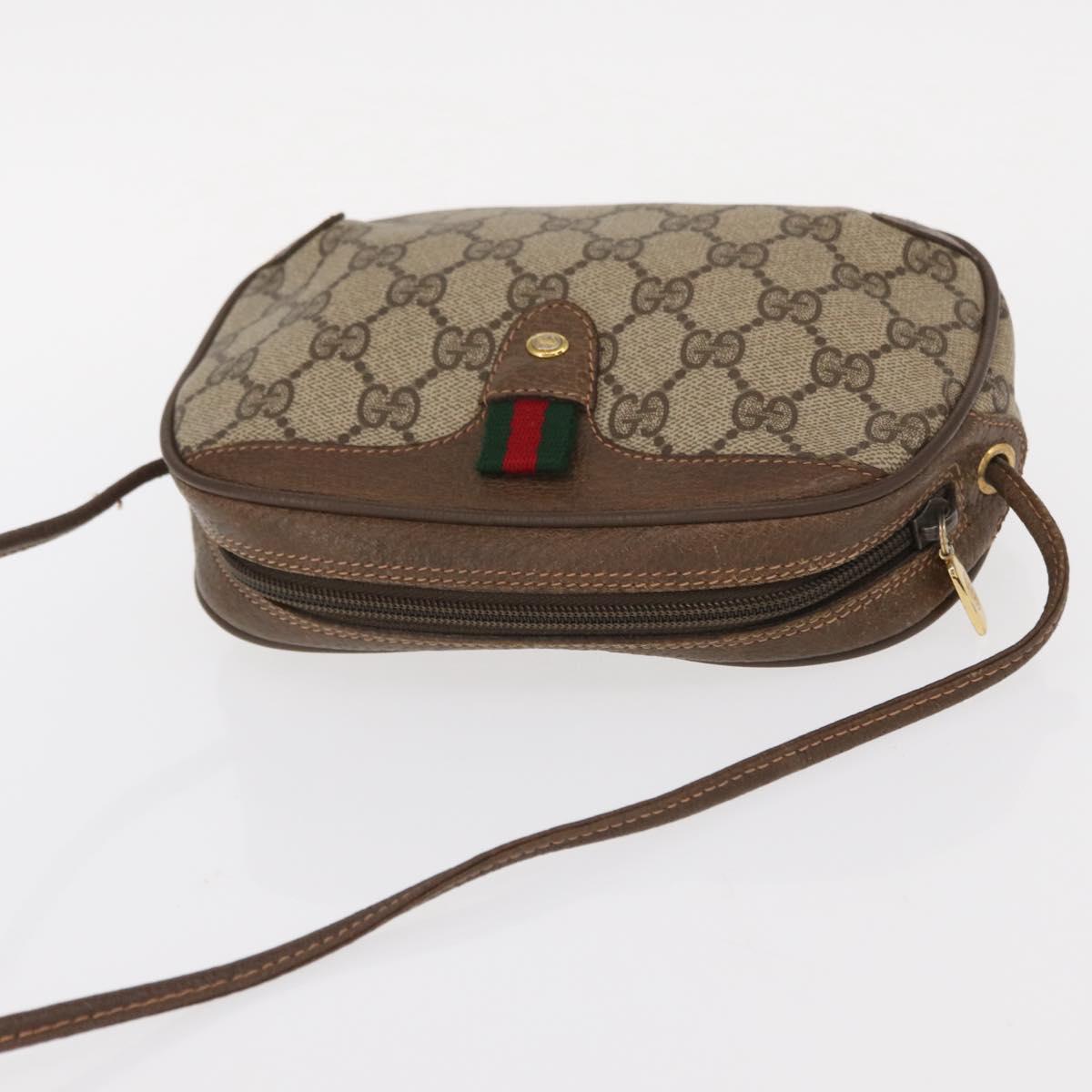 GUCCI GG Supreme Web Sherry Line Bag PVC Beige Gold 89 02 066 Auth 156436