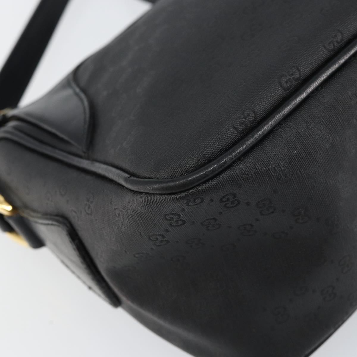 GUCCI Micro GG Supreme Bag PVC Leather Black Gold 001 58 0443 Auth 156437