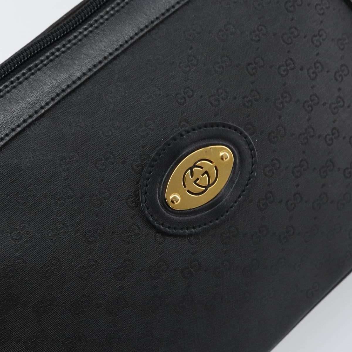 GUCCI Micro GG Supreme Bag PVC Leather Black Gold 001 58 0443 Auth 156437