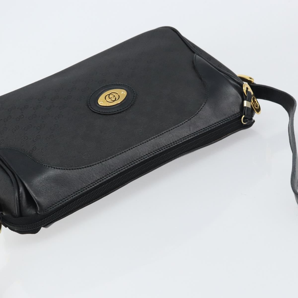 GUCCI Micro GG Supreme Bag PVC Leather Black Gold 001 58 0443 Auth 156437