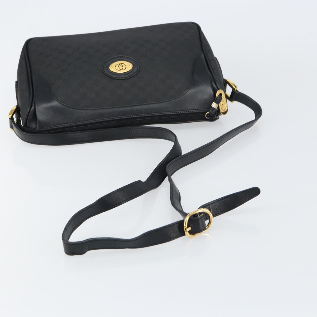 GUCCI Micro GG Supreme Bag PVC Leather Black Gold 001 58 0443 Auth 156437