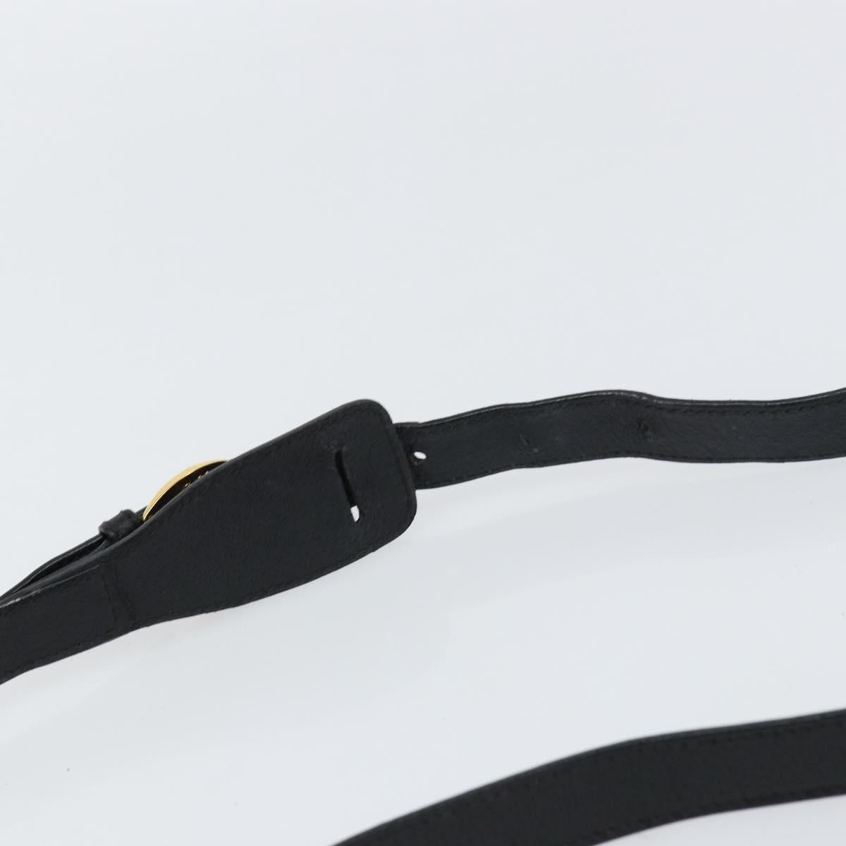 GUCCI Shoulder Bag Canvas Black Gold Auth 156438