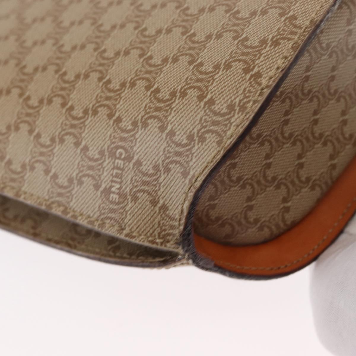 CELINE Macadam Canvas Shoulder Bag PVC Beige Gold Auth 156440