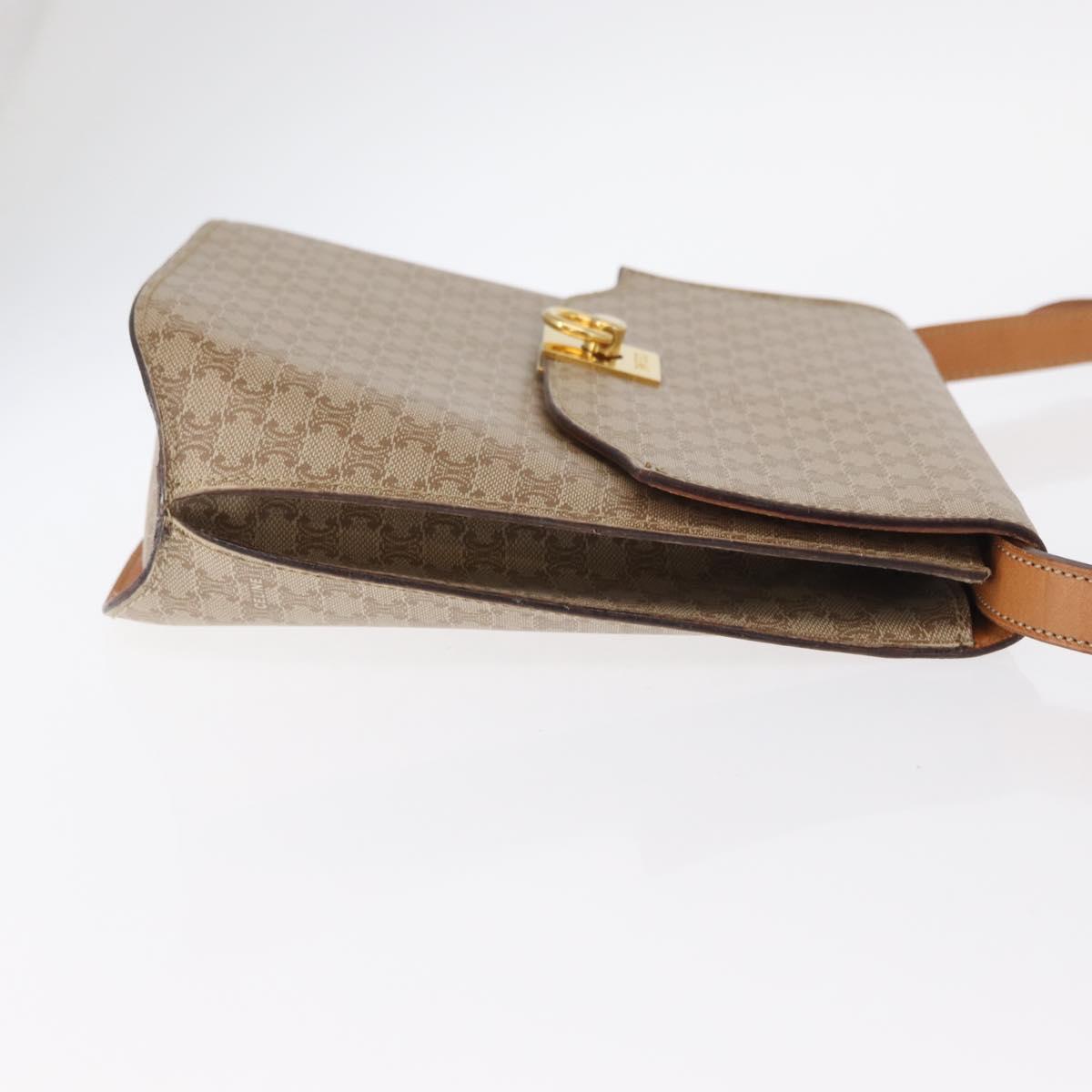 CELINE Macadam Canvas Shoulder Bag PVC Beige Gold Auth 156440