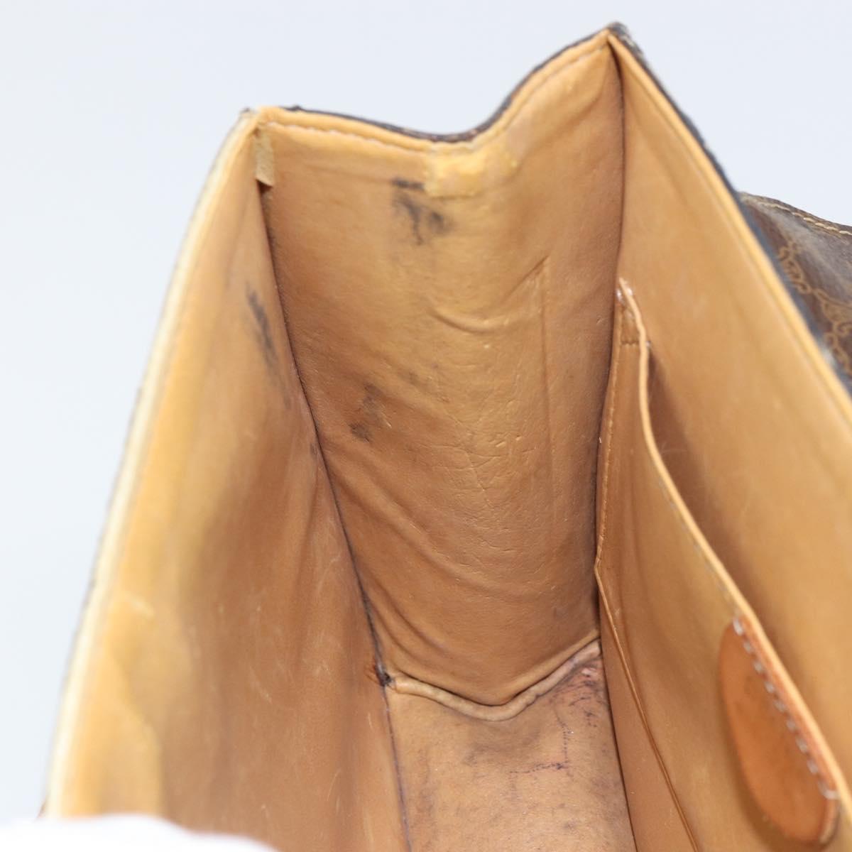 CELINE Macadam Canvas Medallion Hand Bag PVC Leather Brown Gold Auth 156441