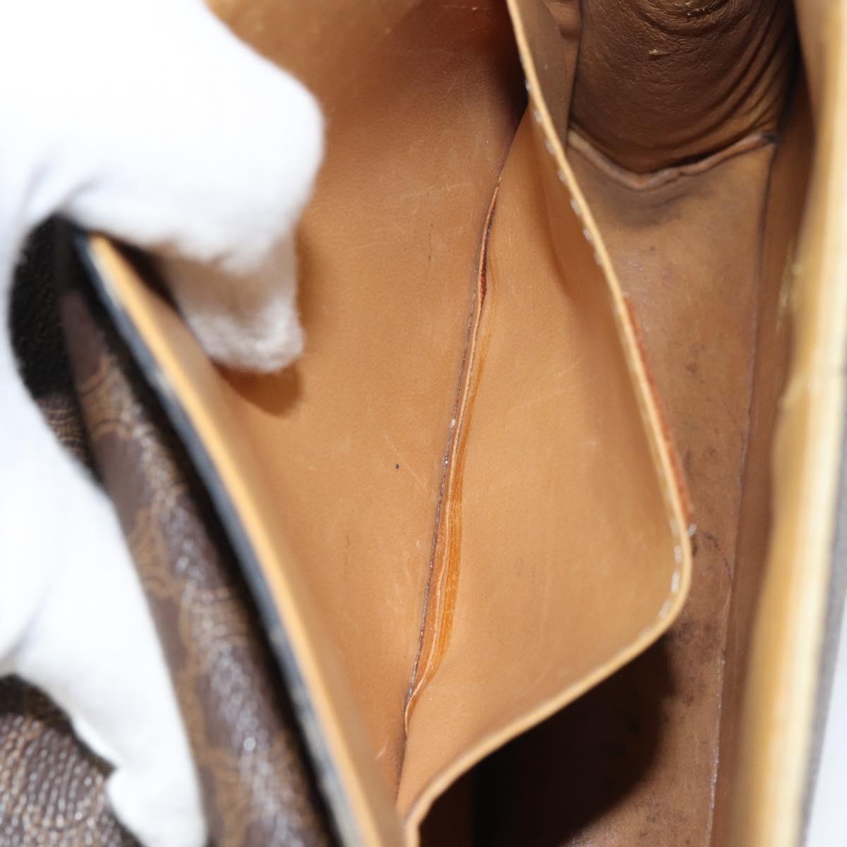 CELINE Macadam Canvas Medallion Hand Bag PVC Leather Brown Gold Auth 156441