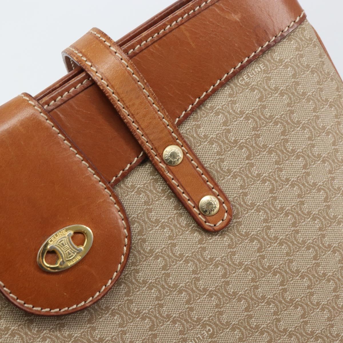 CELINE Macadam Canvas Tote Bag PVC Beige Gold Auth 156447