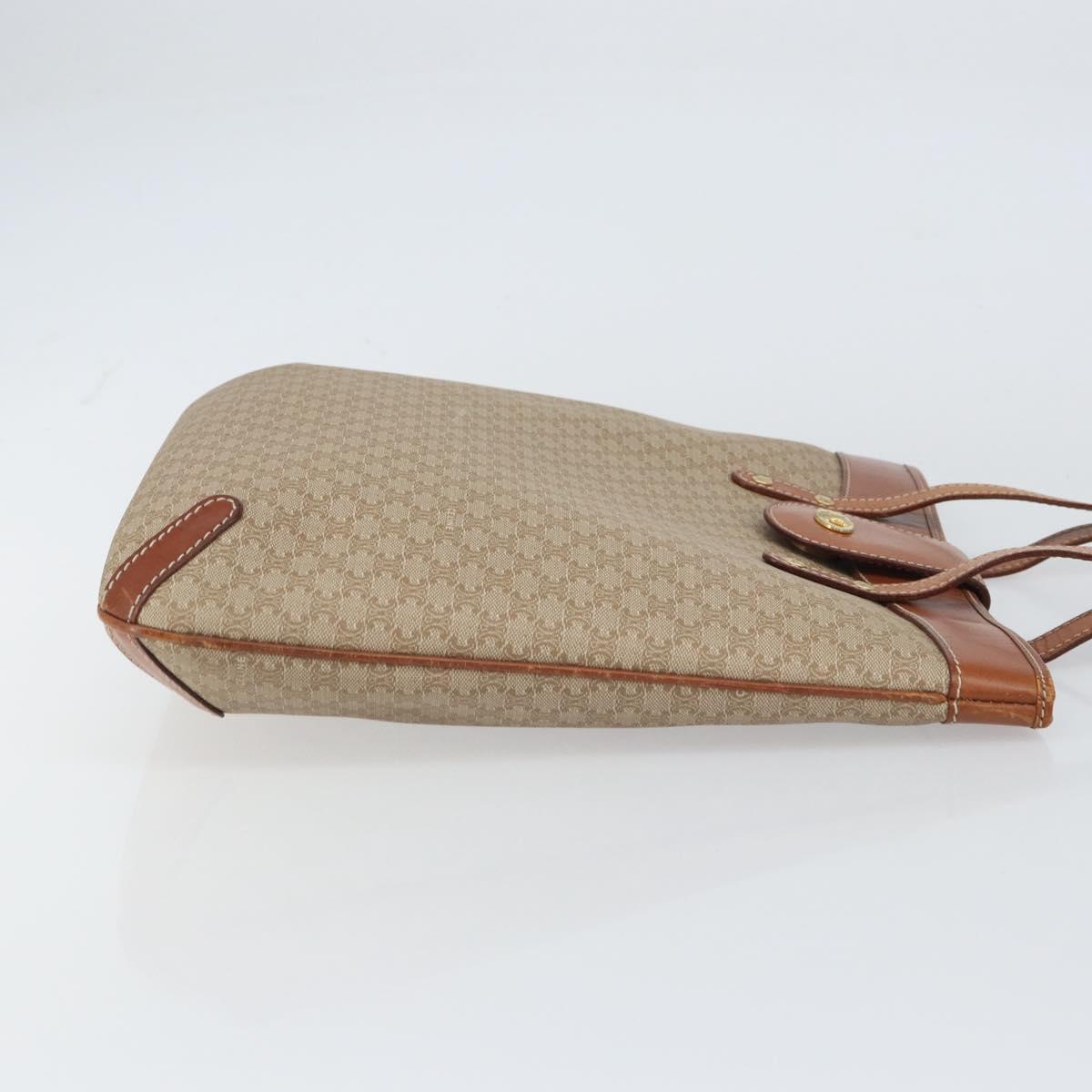 CELINE Macadam Canvas Tote Bag PVC Beige Gold Auth 156447