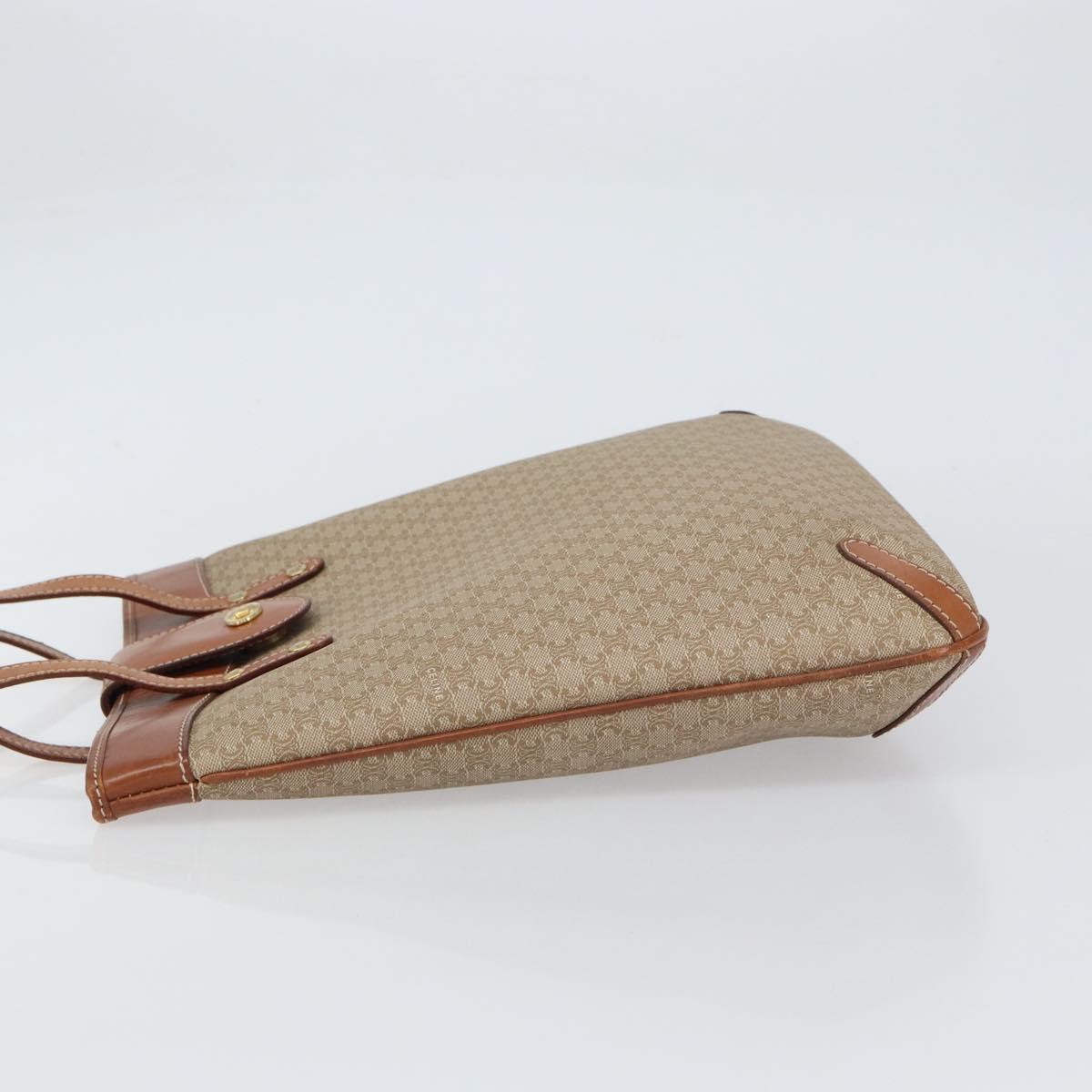CELINE Macadam Canvas Tote Bag PVC Beige Gold Auth 156447