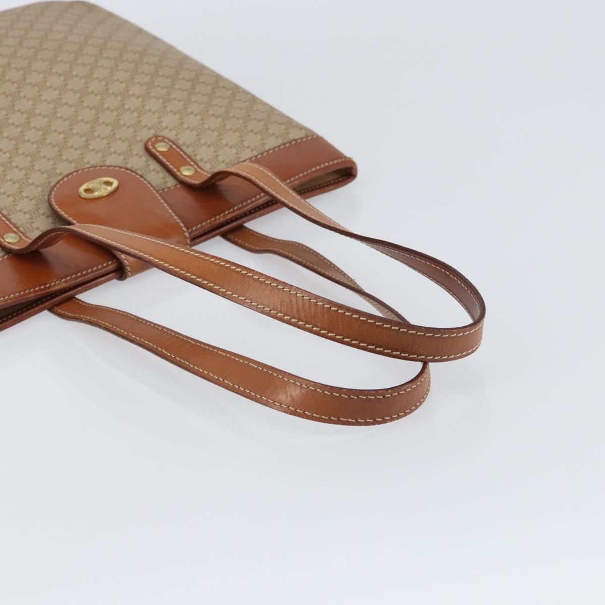 CELINE Macadam Canvas Tote Bag PVC Beige Gold Auth 156447