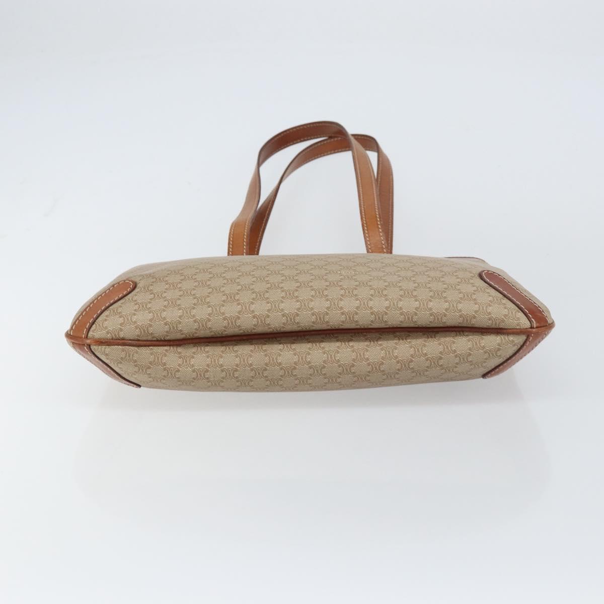 CELINE Macadam Canvas Tote Bag PVC Beige Gold Auth 156447