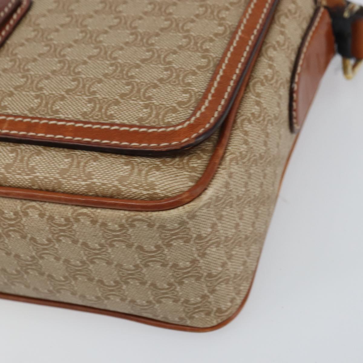 CELINE Macadam Canvas Shoulder Bag PVC Beige Gold Auth 156448