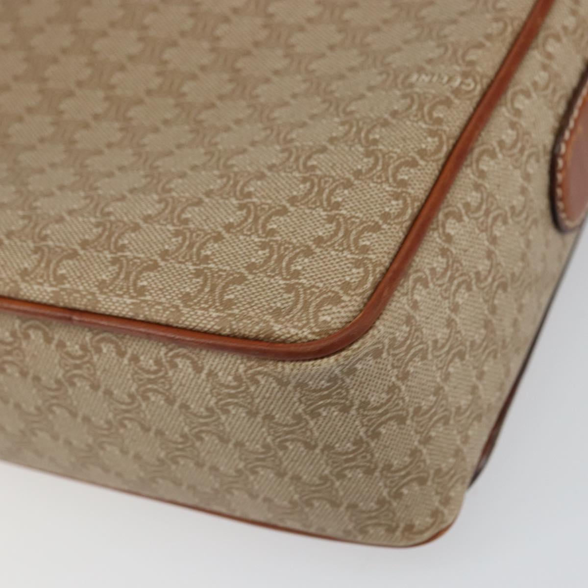 CELINE Macadam Canvas Shoulder Bag PVC Beige Gold Auth 156448