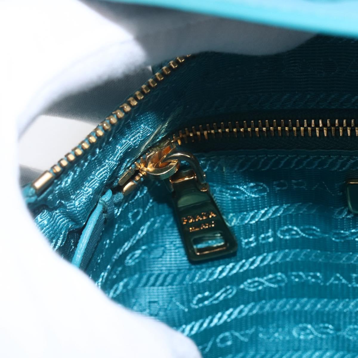 PRADA Chain Shoulder Bag Nylon Turquoise Blue Gold Auth 156453V