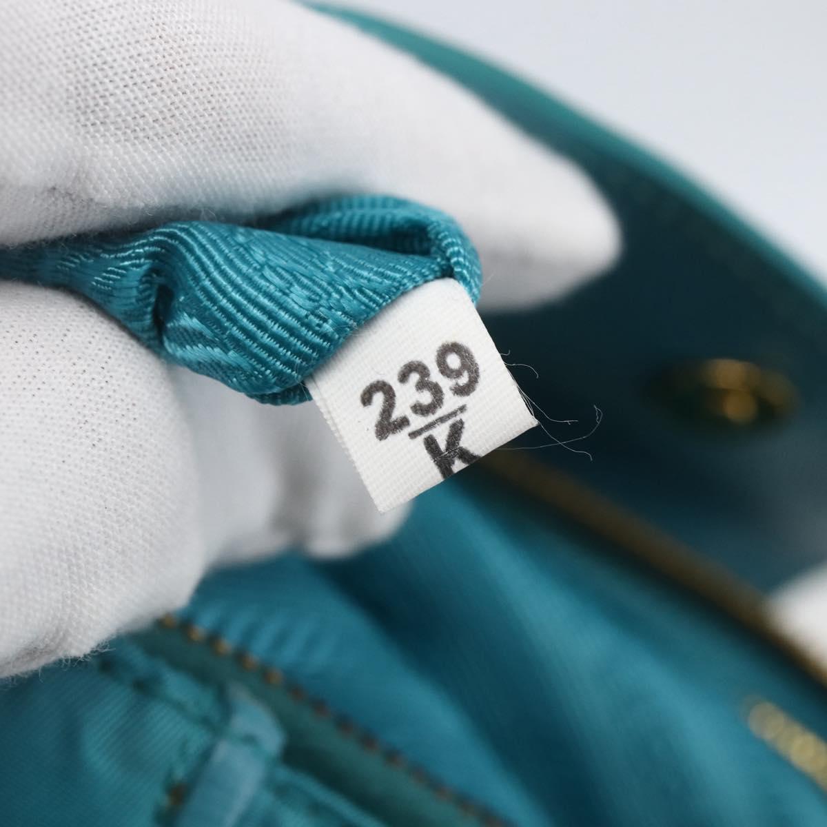 PRADA Chain Shoulder Bag Nylon Turquoise Blue Gold Auth 156453V