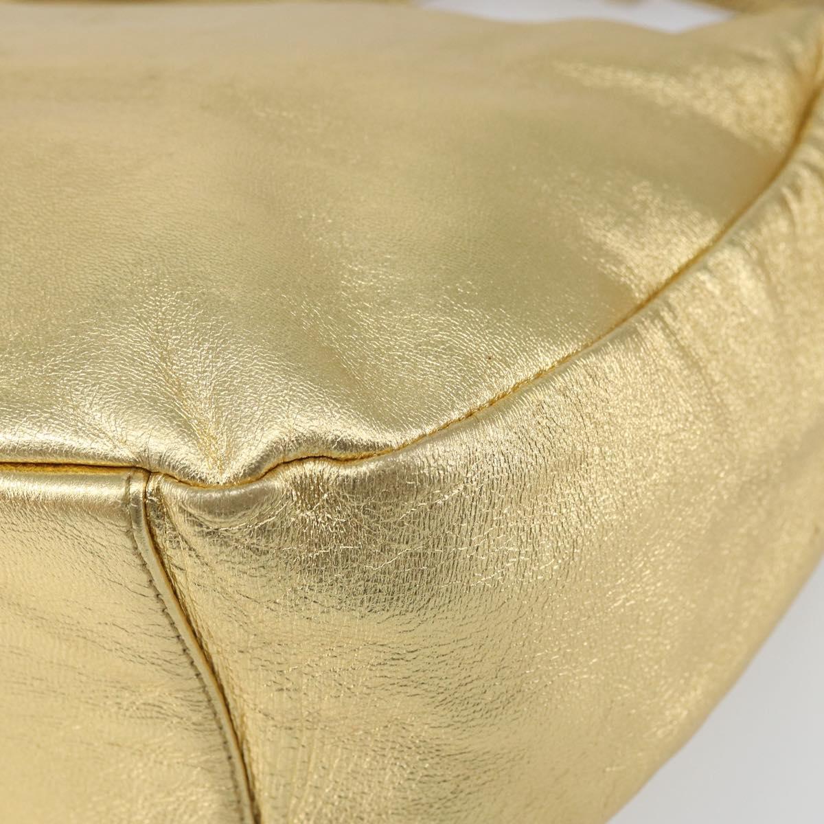 PRADA Shoulder Bag Leather Gold Auth 156454V