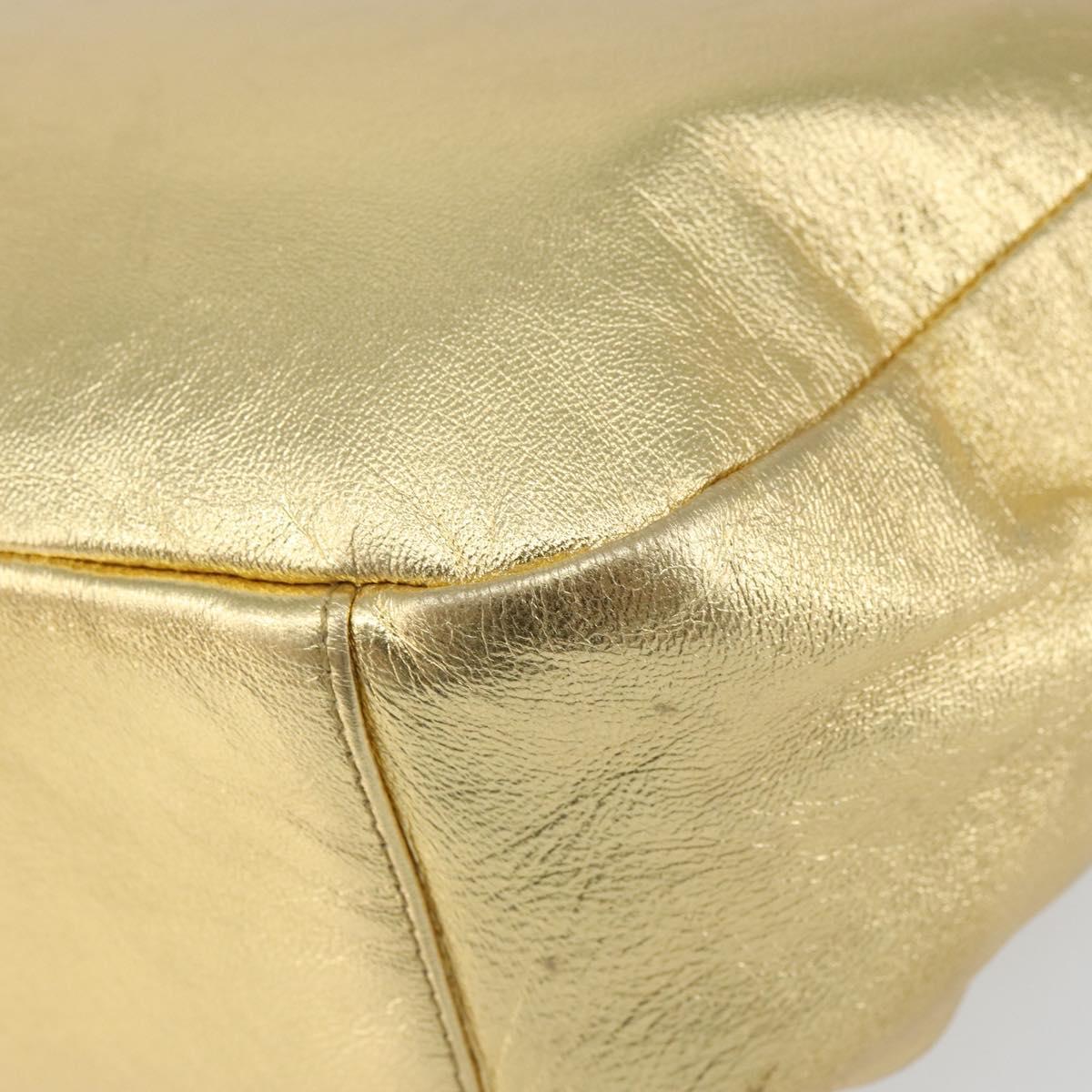 PRADA Shoulder Bag Leather Gold Auth 156454V