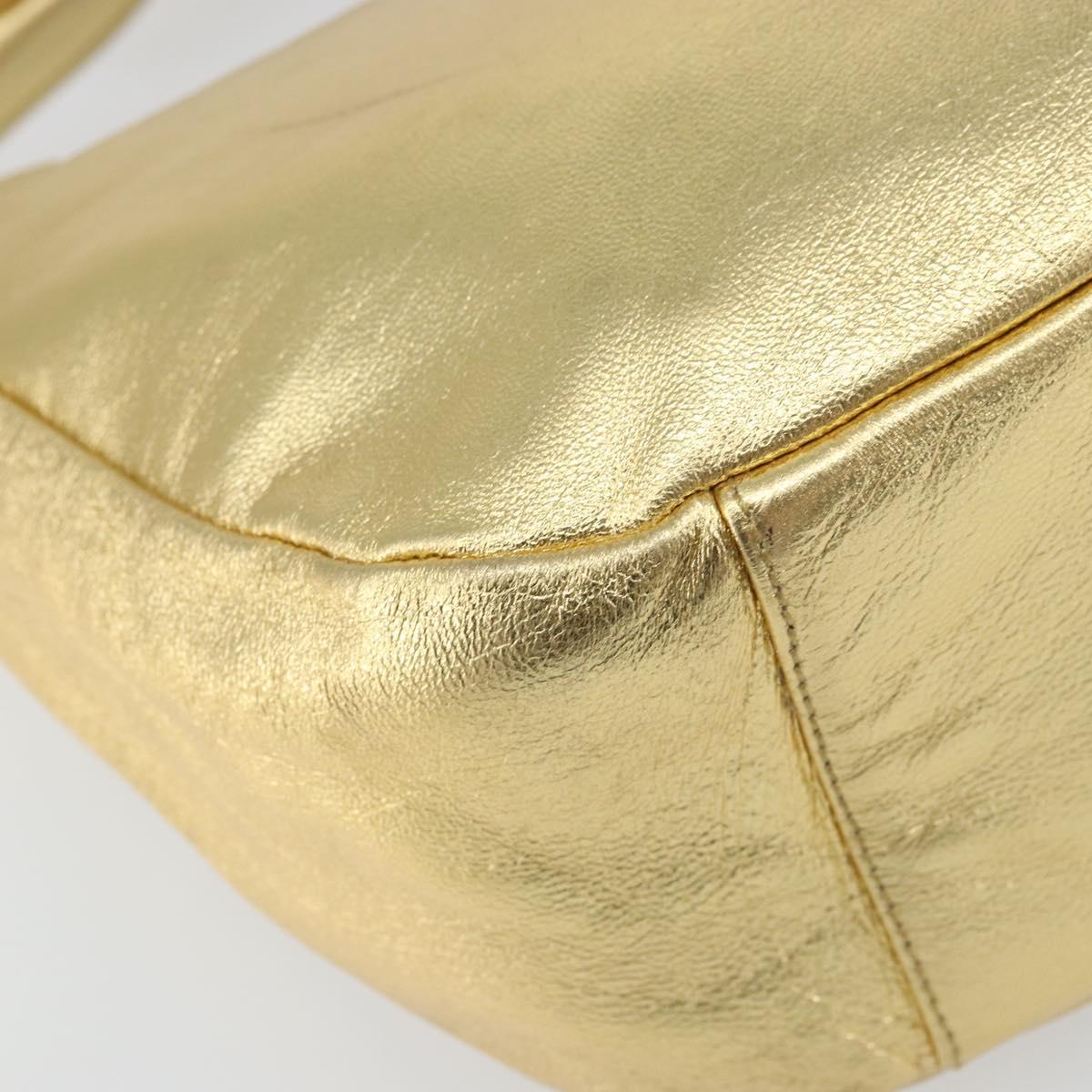 PRADA Shoulder Bag Leather Gold Auth 156454SAV