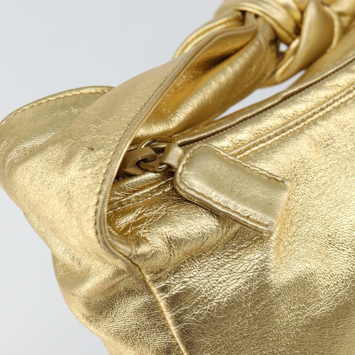 PRADA Shoulder Bag Leather Gold Auth 156454V