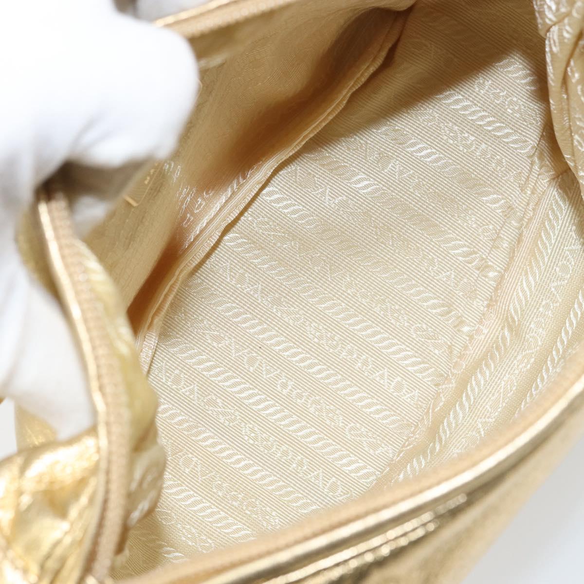 PRADA Shoulder Bag Leather Gold Auth 156454SAV
