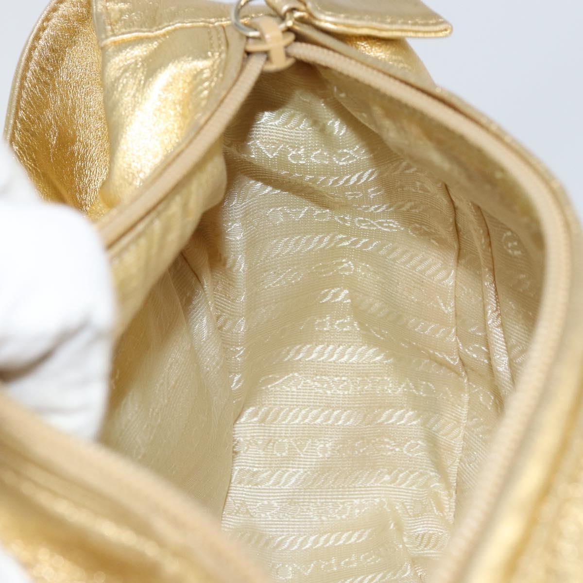 PRADA Shoulder Bag Leather Gold Auth 156454V