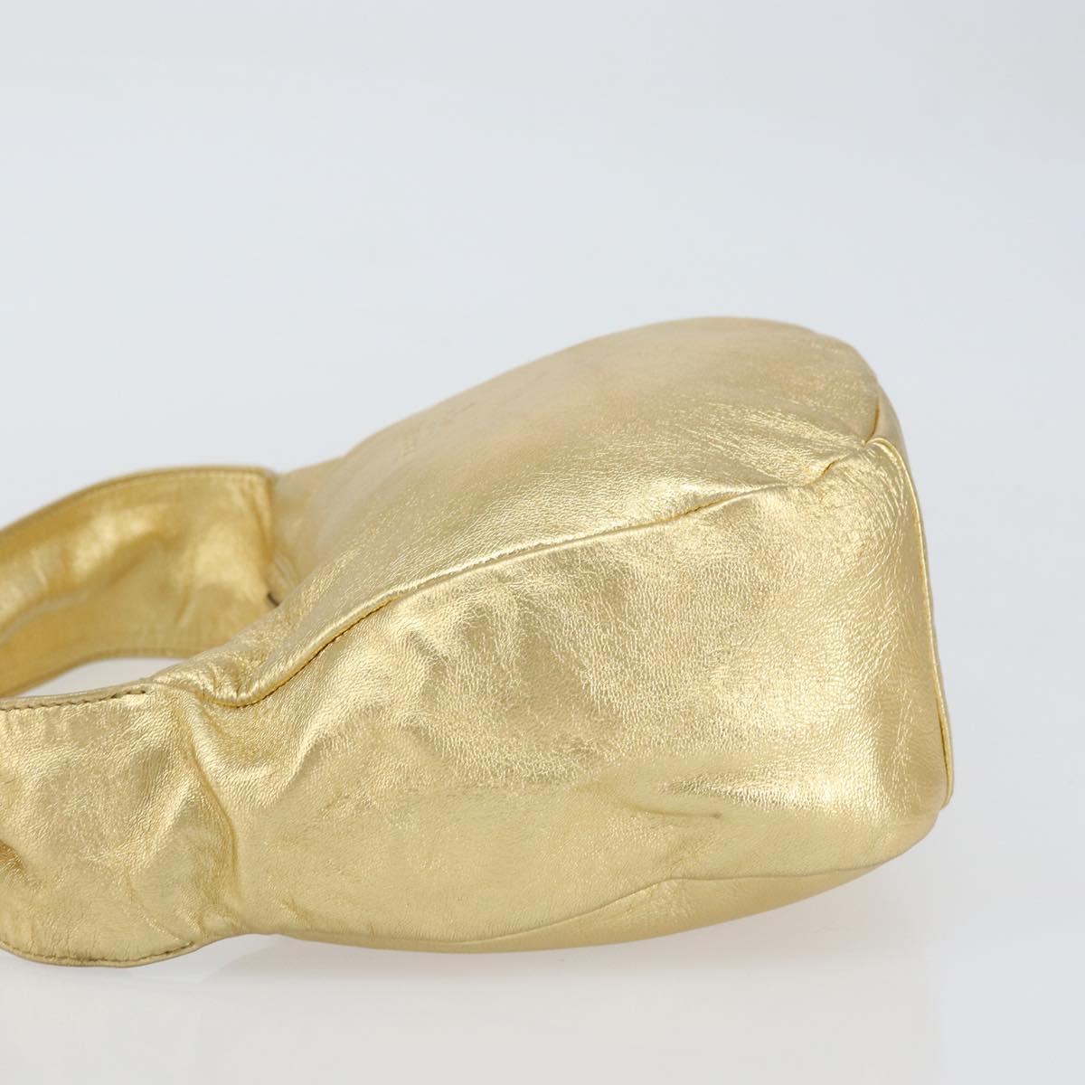 PRADA Shoulder Bag Leather Gold Auth 156454V