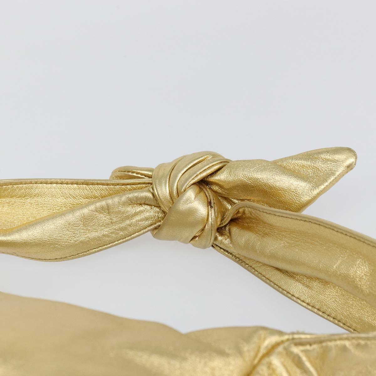 PRADA Shoulder Bag Leather Gold Auth 156454V