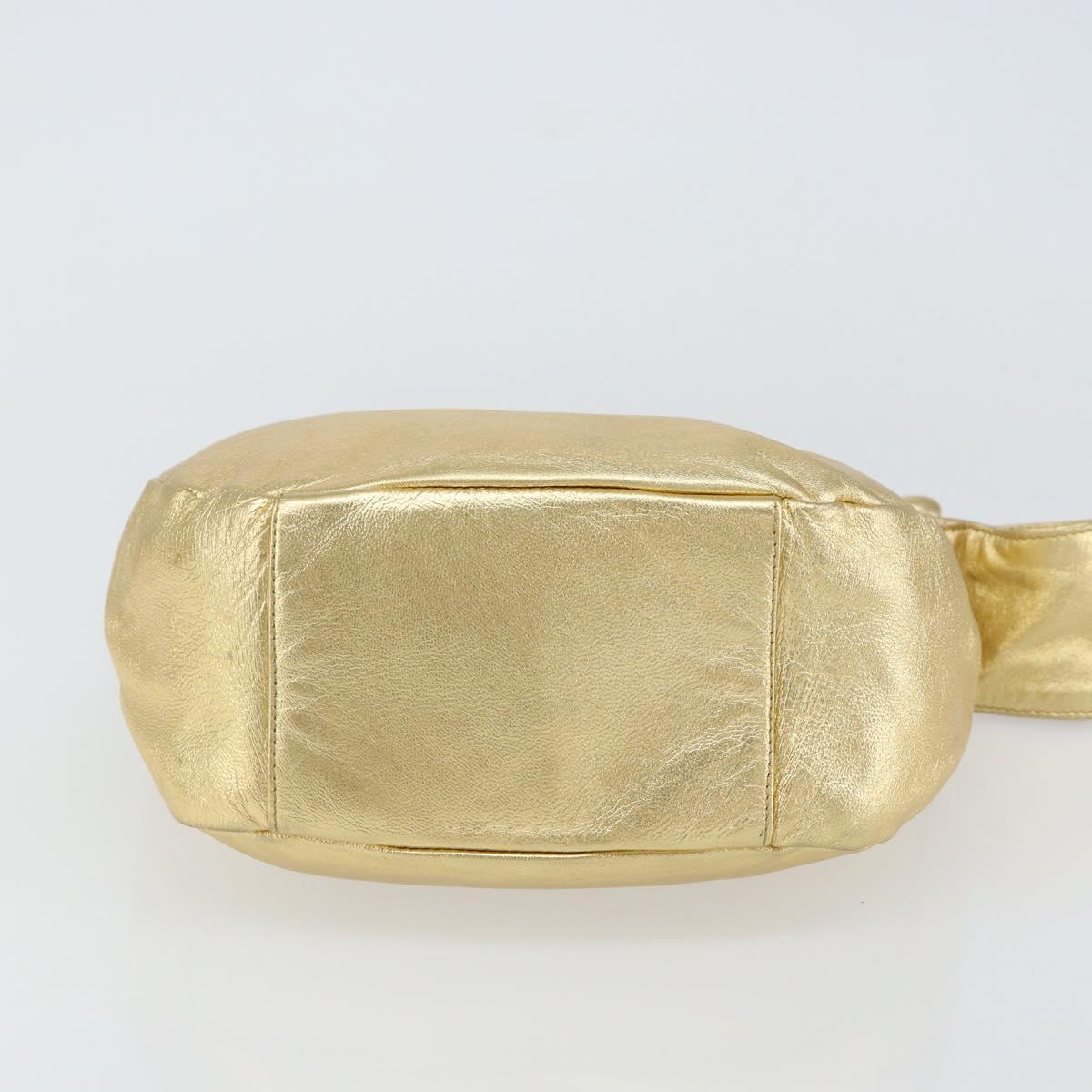 PRADA Shoulder Bag Leather Gold Auth 156454SAV