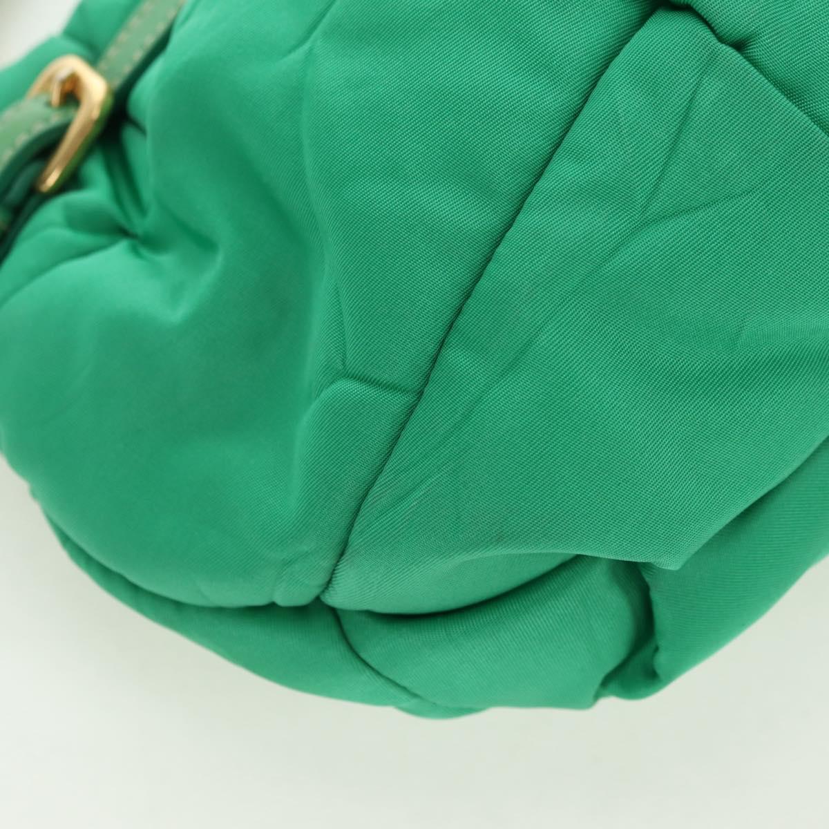 PRADA Shoulder Bag Nylon Green Gold Auth 156456