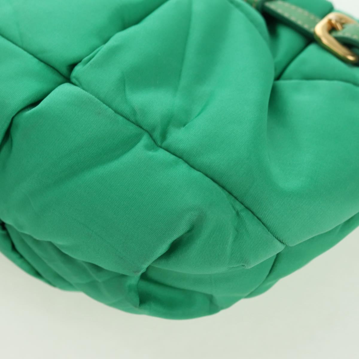 PRADA Shoulder Bag Nylon Green Gold Auth 156456