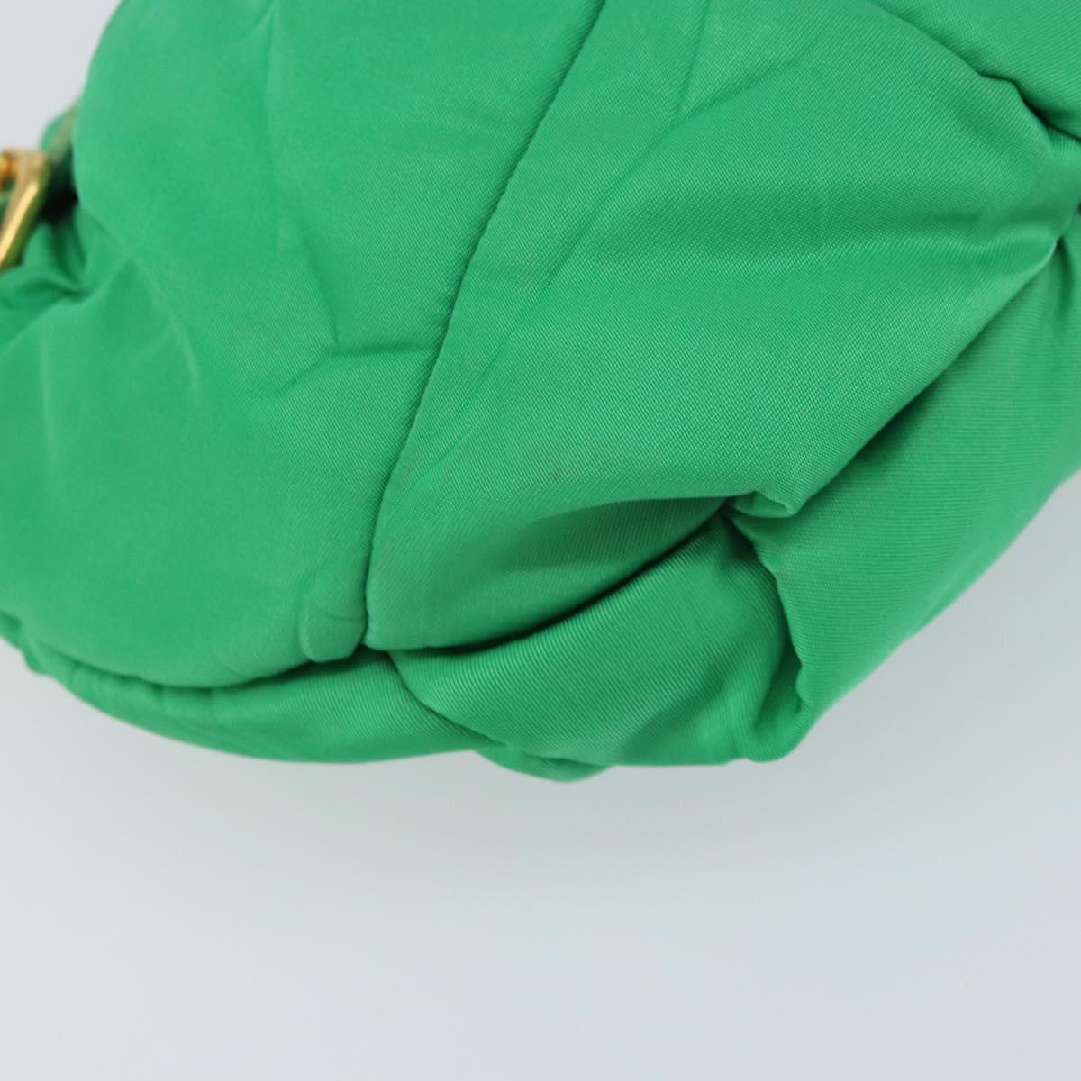 PRADA Shoulder Bag Nylon Green Gold Auth 156456V