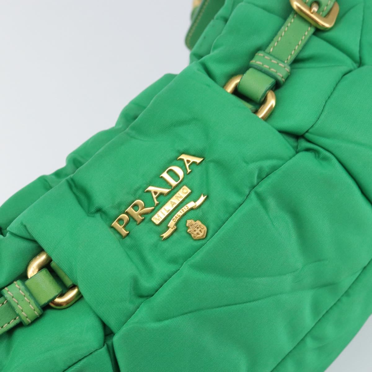 PRADA Shoulder Bag Nylon Green Gold Auth 156456V
