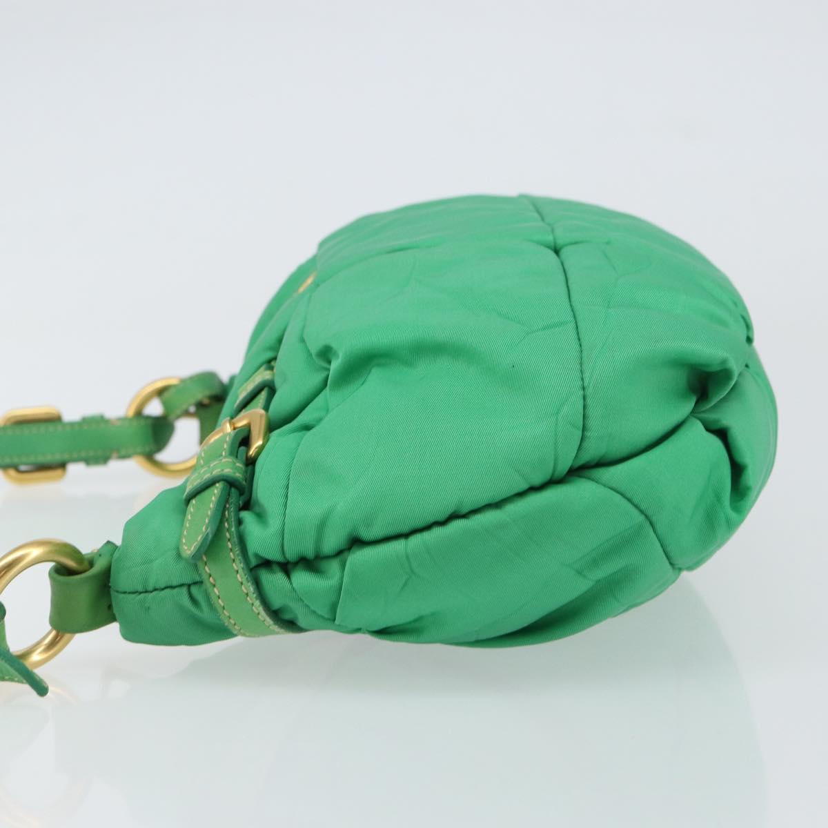 PRADA Shoulder Bag Nylon Green Gold Auth 156456V