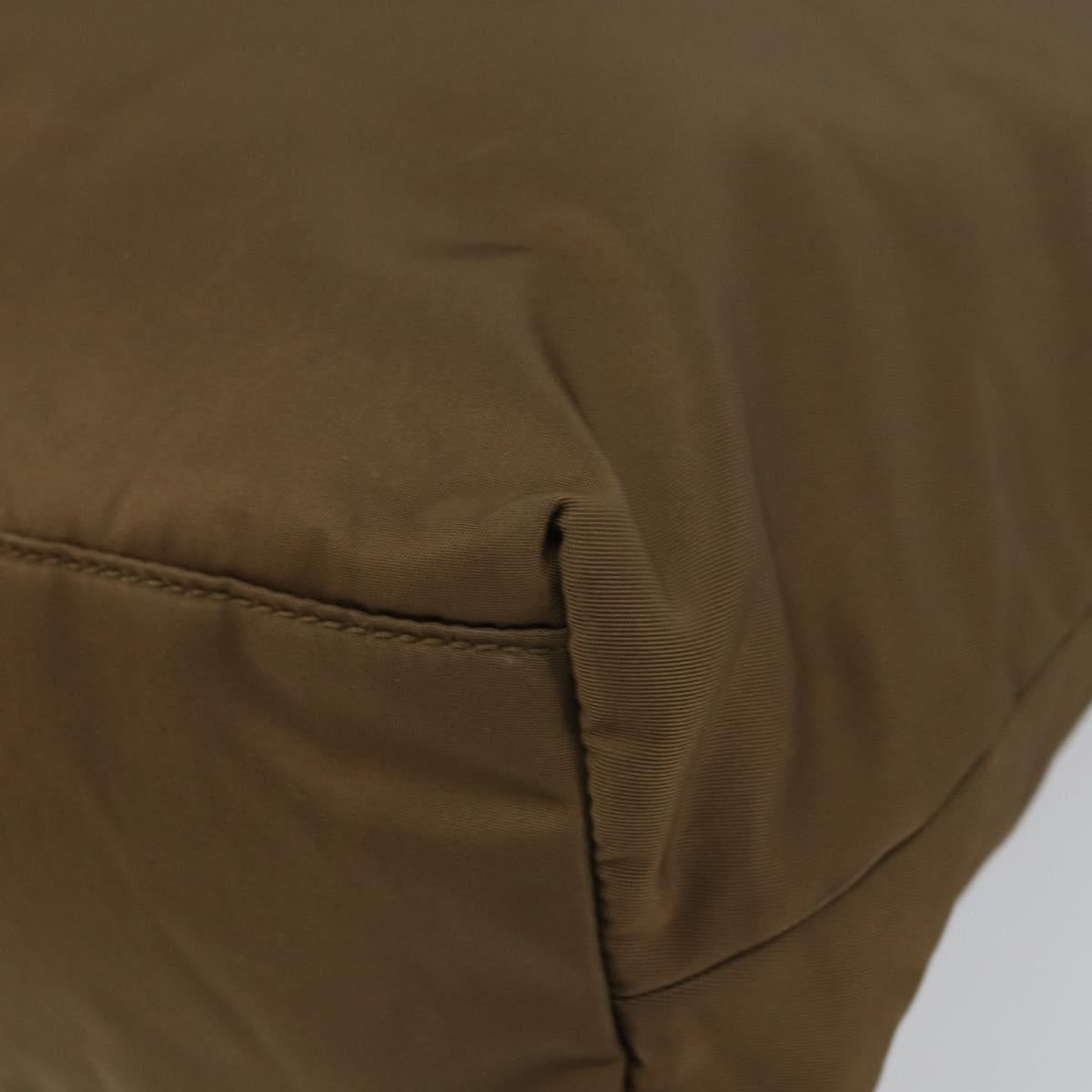 PRADA Tote Bag Nylon Brown Gold Auth 156457