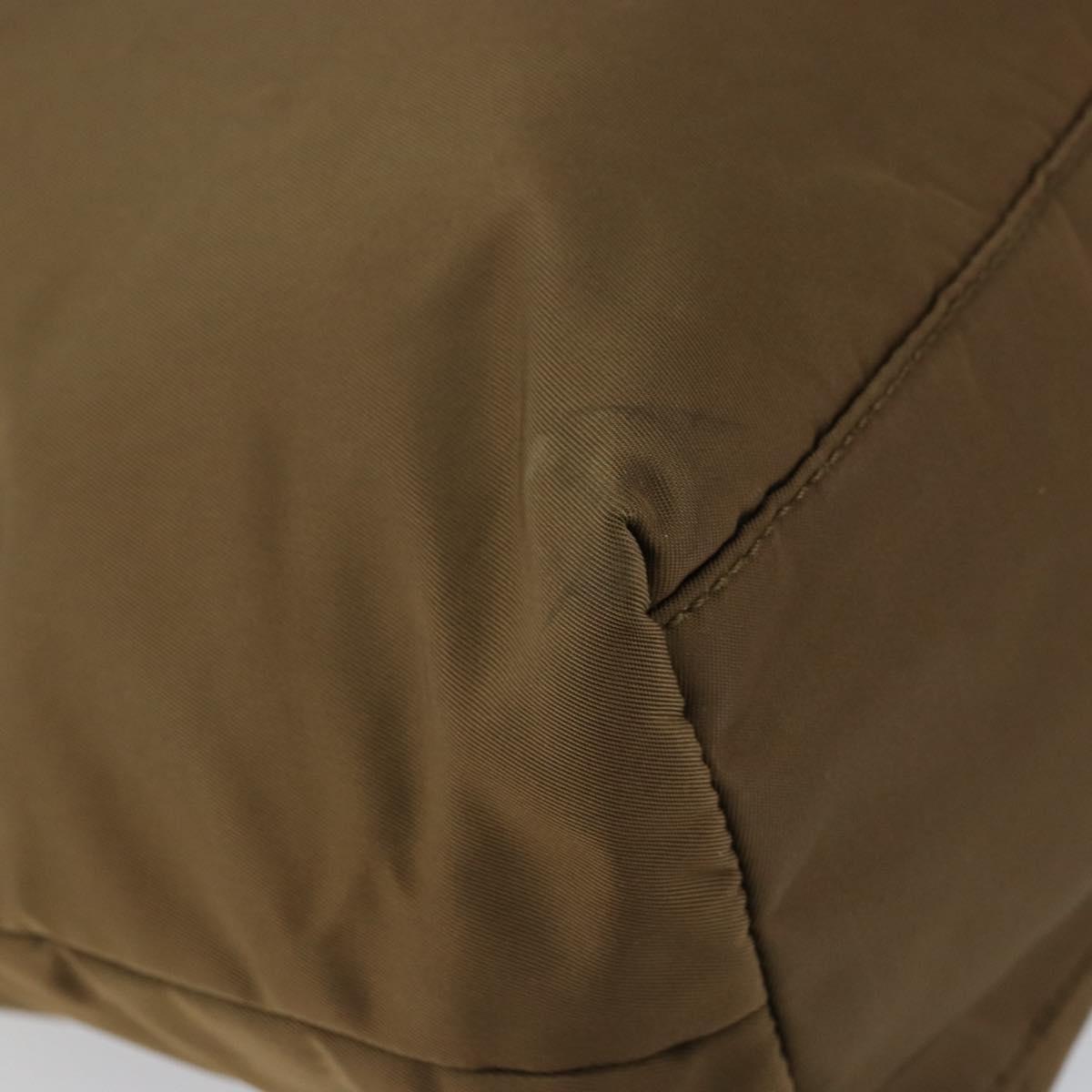 PRADA Tote Bag Nylon Brown Gold Auth 156457