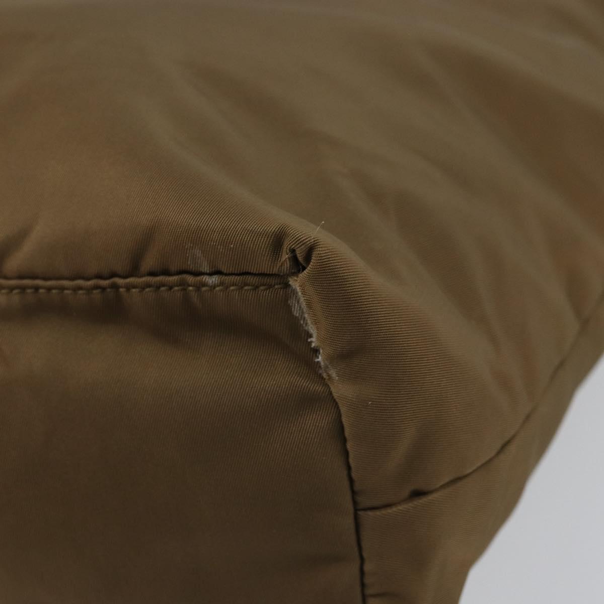 PRADA Tote Bag Nylon Brown Gold Auth 156457