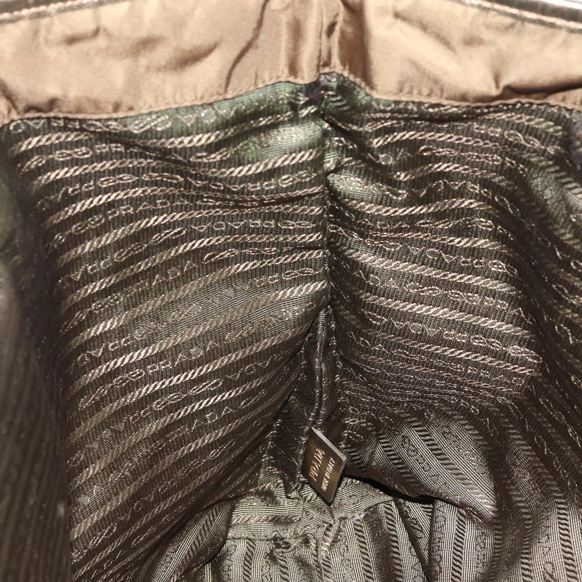 PRADA Tote Bag Nylon Brown Gold Auth 156457