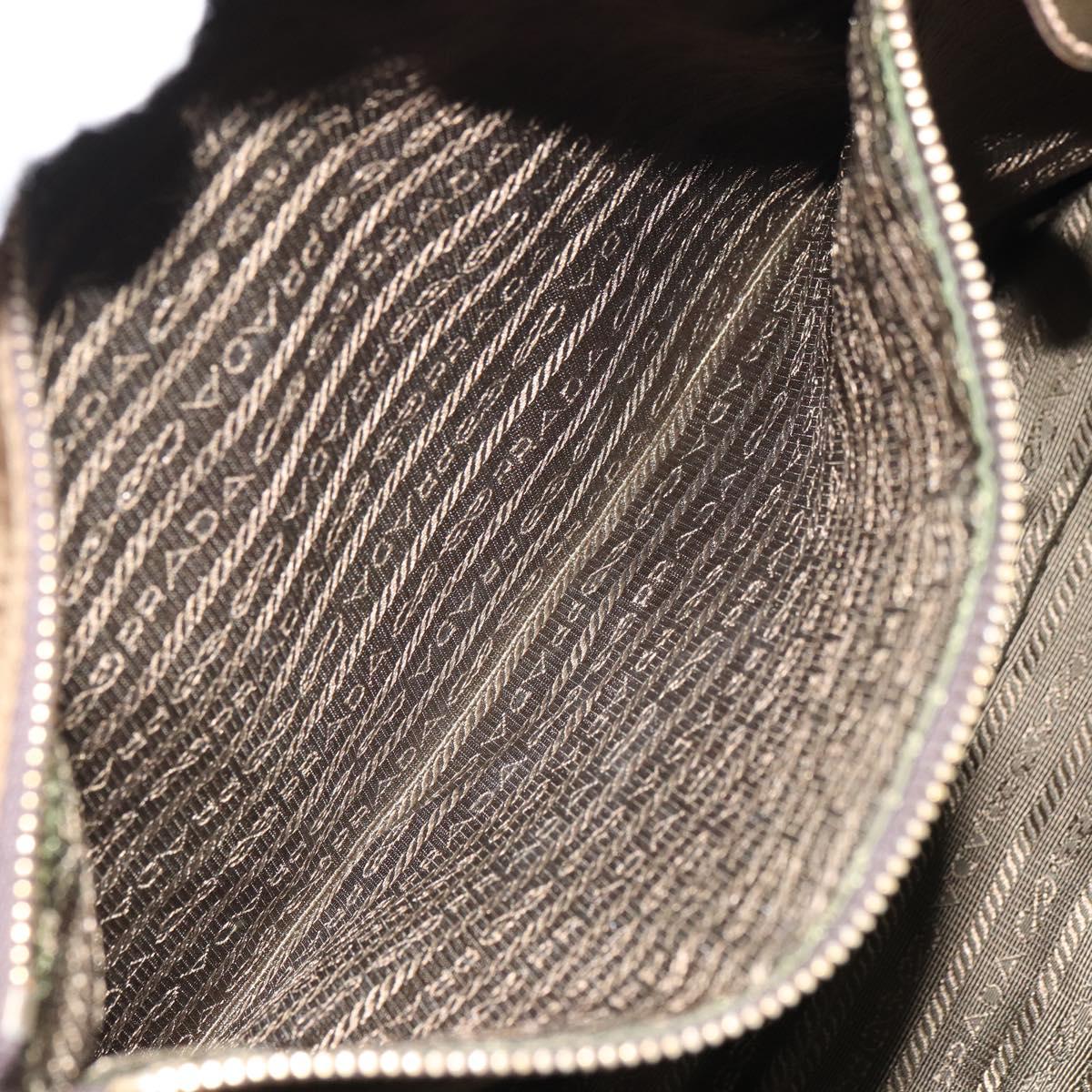 PRADA Tote Bag Nylon Brown Gold Auth 156457