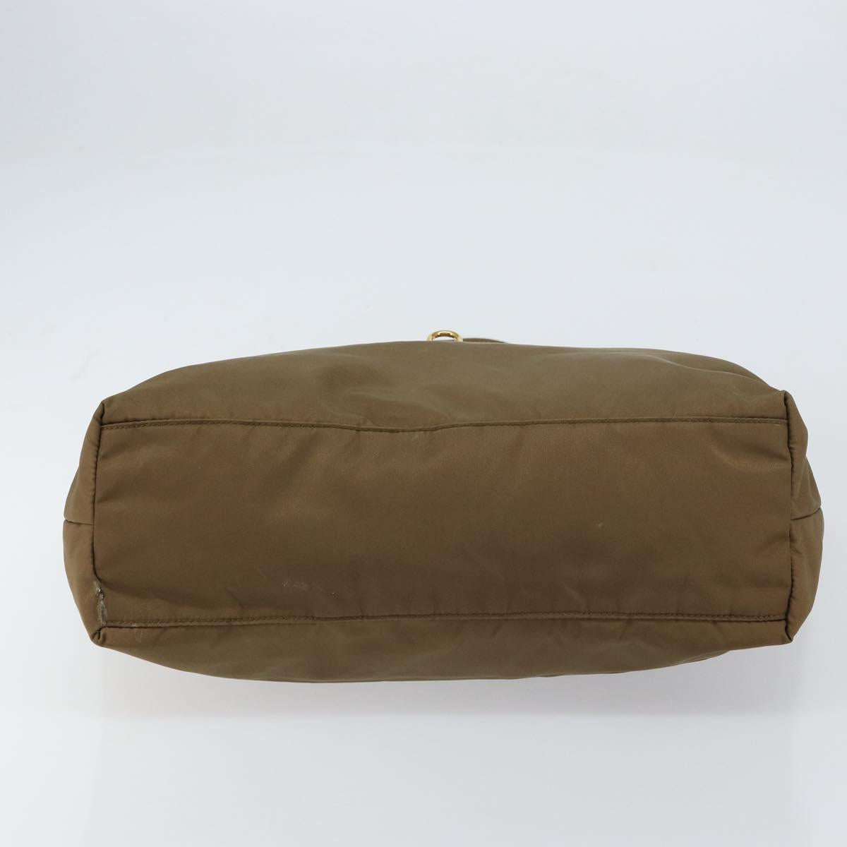PRADA Tote Bag Nylon Brown Gold Auth 156457