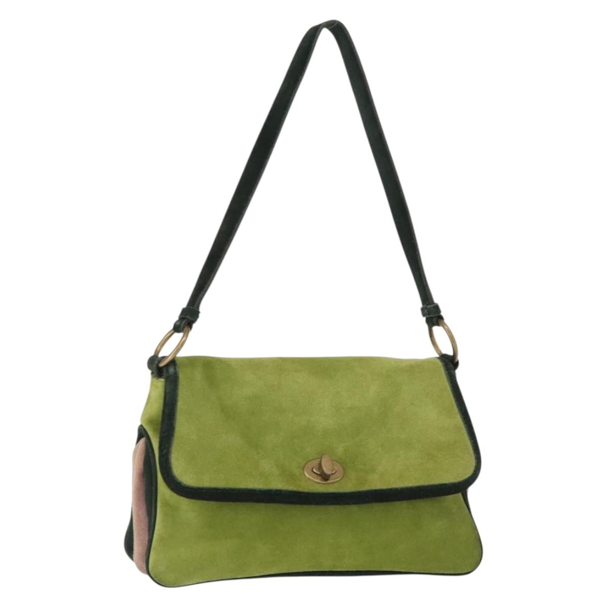 Miu Miu Shoulder Bag Suede Green Auth 156459